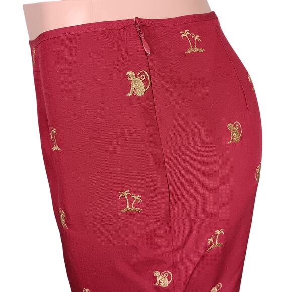 FIX Peter Martin Red Silk Pants Gold Embroidered  Tropical size 14 Fully Lined - Picture 5 of 12
